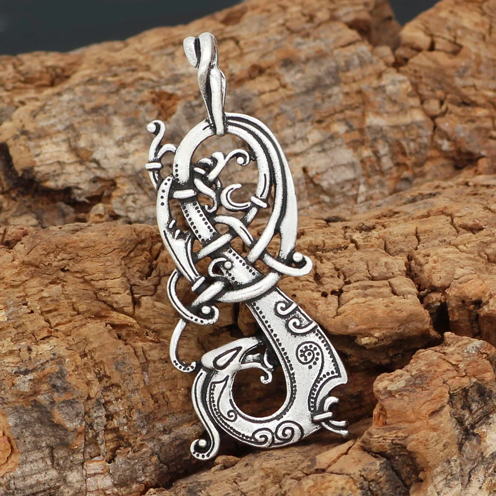 Викинг норвежский очаровательный узел Pagan Ringerike Дракон ожерелье в скандинавском