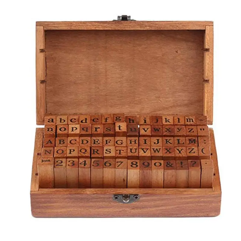 70 шт./компл. старинные деревянные буквы алфавита печать штемпели DIY Декор