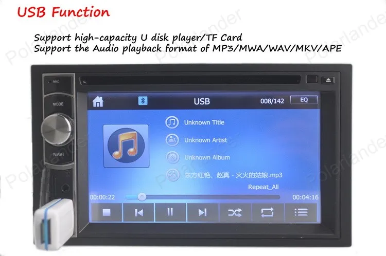 Автомобильный DVD 2 DIN 6.5 ''Руль управления GPS навигации Сенсорный экран Bluetooth