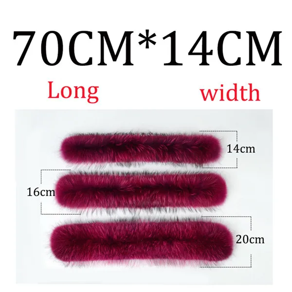 70CM 14CM Женское зимнее пальто, женская теплая шаль, толстый меховой воротник-шарф из енота, Круглый теплый воротник из натурального меха, шарф из натурального меха - Цвет: 70CM 14CM