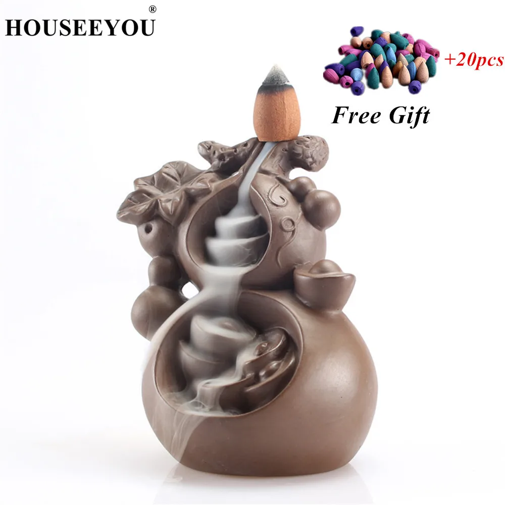 Houseyou держатель для благовоний в форме тыквы + 20 шт. конусов фарфоровые
