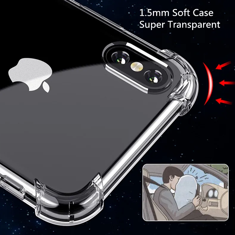 Super Soft Phone Case for iPhone 6 6s 7 8 Plus Transparent X XR XS MAX Strong Corner Protection Cover | Мобильные телефоны и