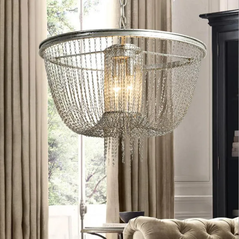 

2017 New Retro American Style Concise Iron Restaurant Pendant Lamp Vintage Iron Chain Cafe Bar Decoration Light Free Shipping