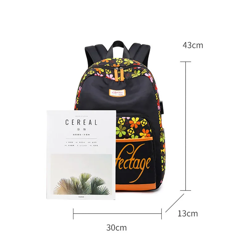 Женский рюкзак для путешествий с usb портом нейлоновый двойным плечом подходит