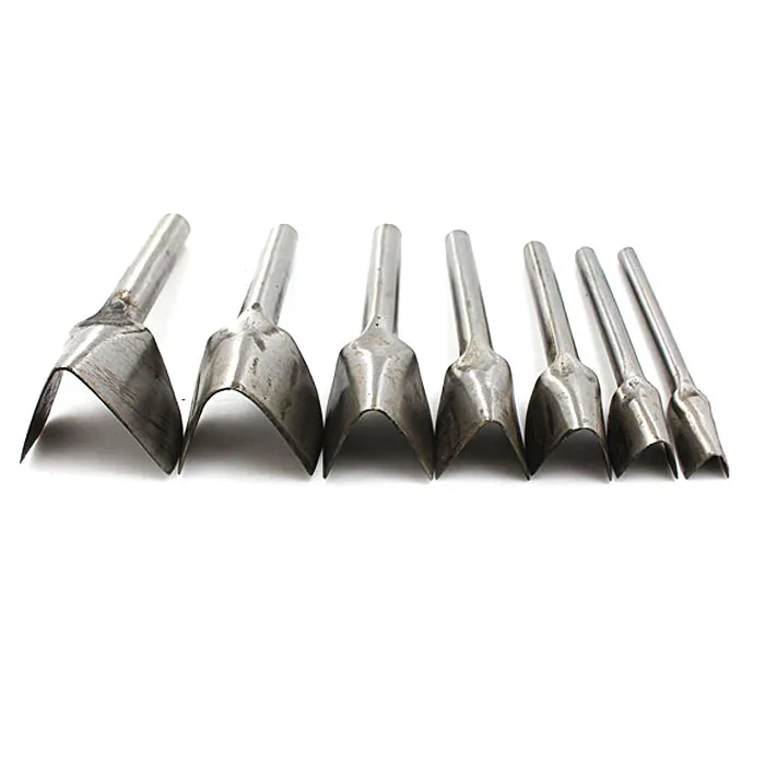 7PCS 10-40mm Chisel tool steel DIY Leather Craft V -shaped Punch Set Belt Strap Wallet Bag End Punching Hand Tool | Инструменты