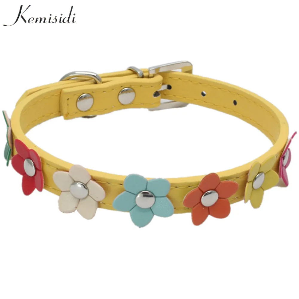 KEMISIDI ошейники для хот-догов однорядные маленькие милые ошейники для собак ошейники с цветочным узором кожаные ошейники для собак и кошек регулируемые