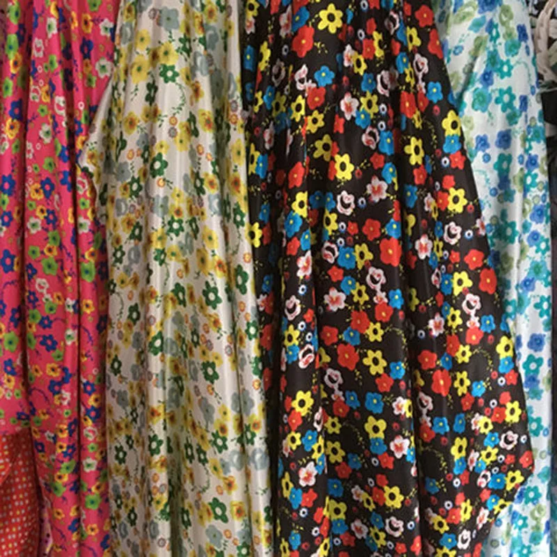

decoration satin fabric Soft floral glossy Fabric 100cm*150cm silky Satin Charmeuse scarf ribbon material