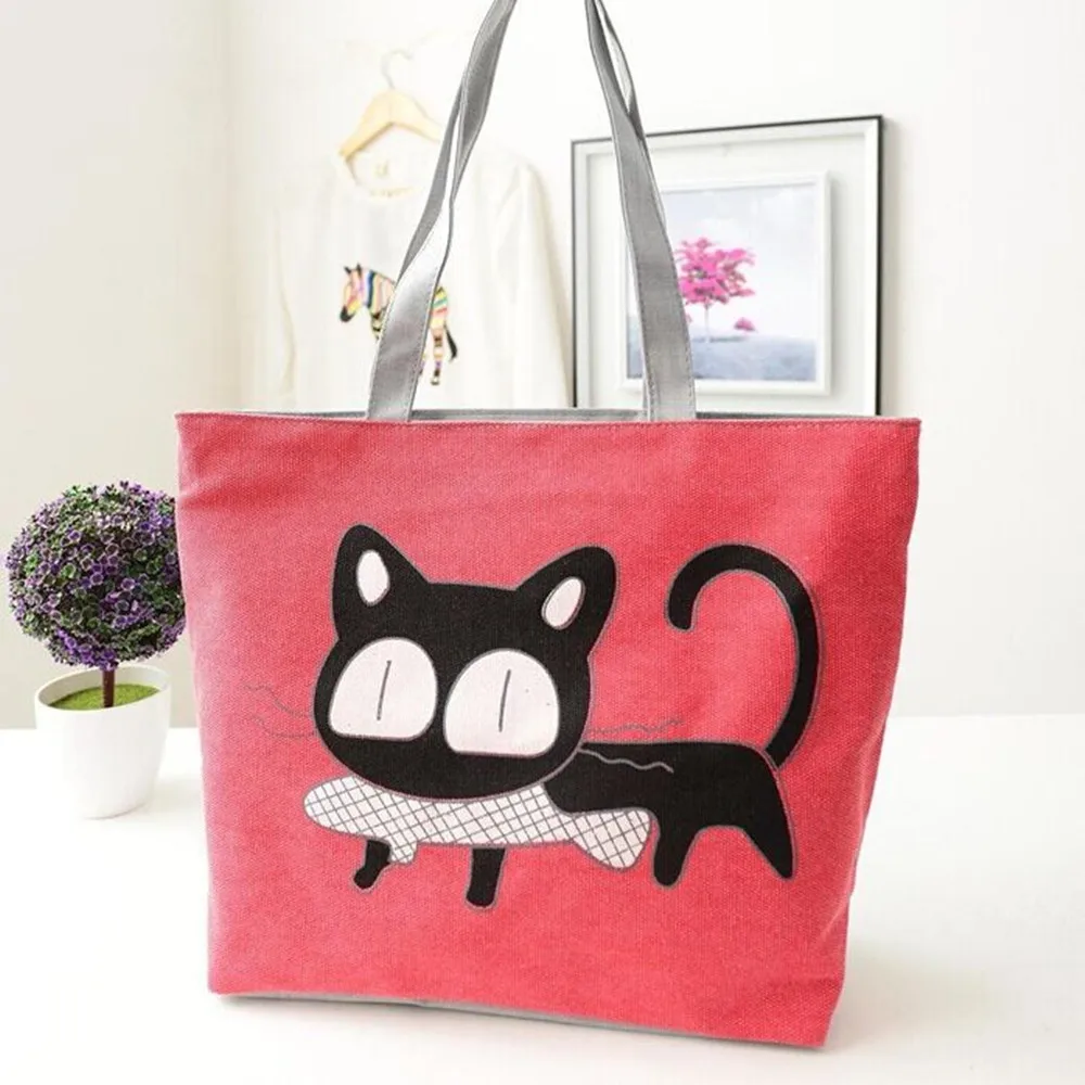 Женские холщовые сумки с мультяшным котом женская сумка через плечо Bolsa Feminina Sac A