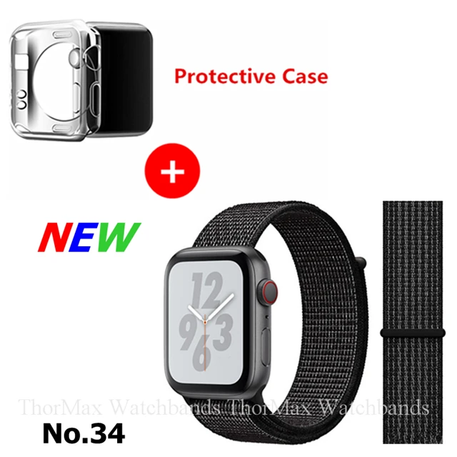 34-Black Nik Ремешок для Apple Watch Series 4 3 2 1 38 мм 42 мм нейлоновый мягкий дышащий браслет сменный ремешок Спортивная петля для iwatch 4 40 мм 44 мм - Цвет ремешка: 34-Black Nik