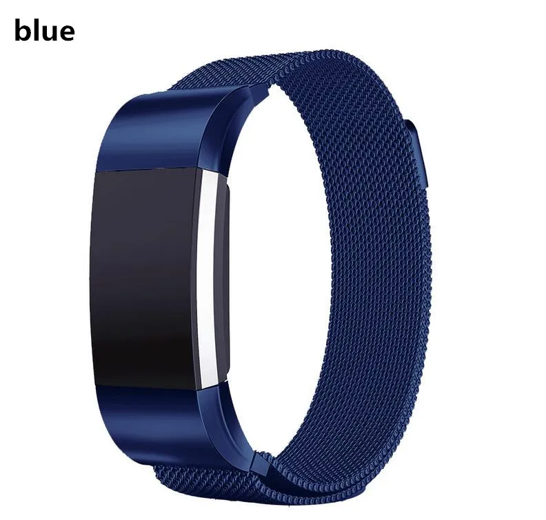 blue Роскошный Магнитный с миланским плетением ремешок из нержавеющей стали с регулируемой застежкой заменяет браслет для Charge 2 Charge2 - Цвет: blue