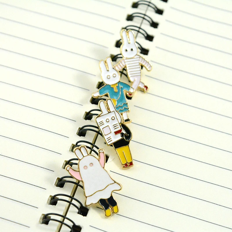 4 шт./лот эмаль мультяшный кролик металлическая брошь воротник булавки подарок на