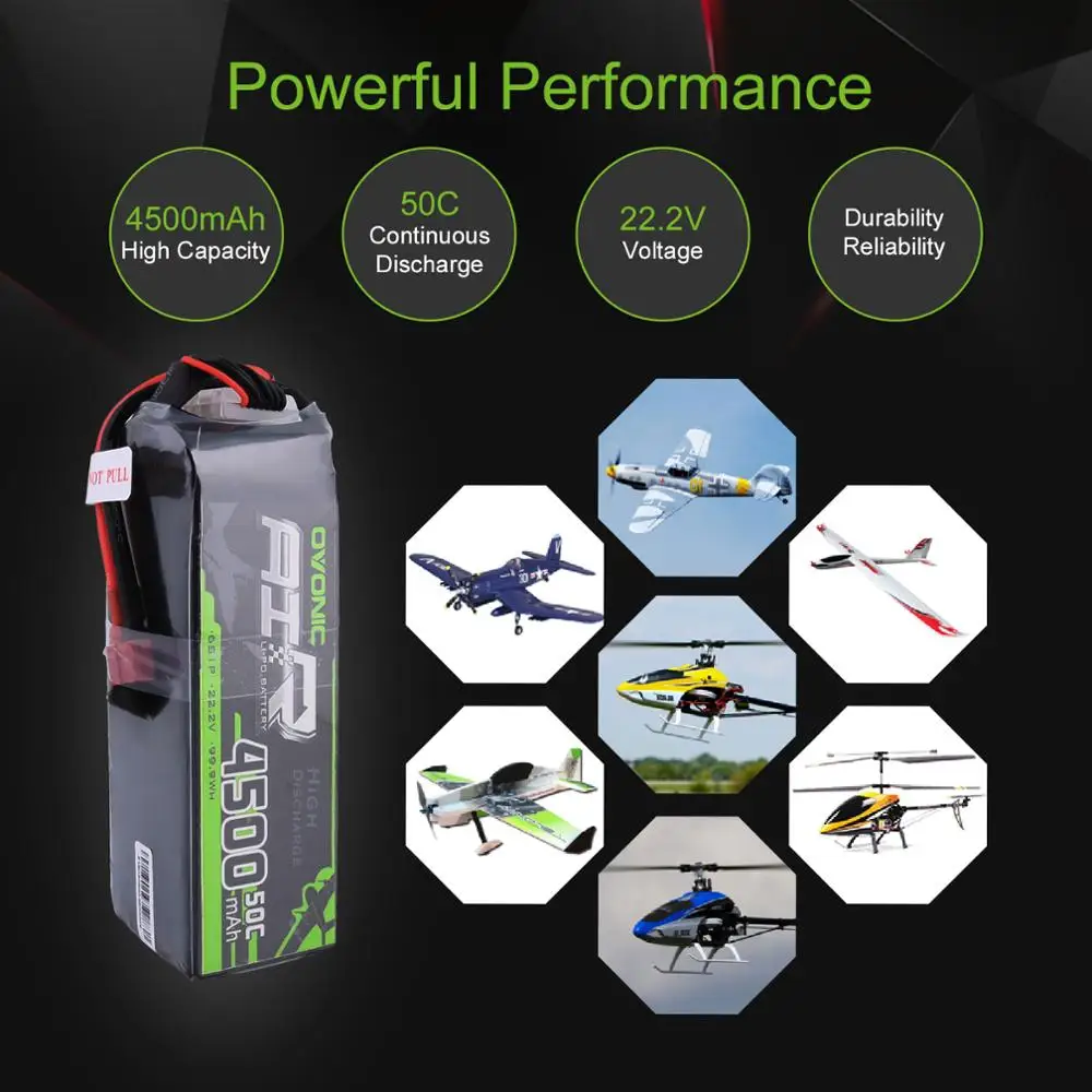 Аккумулятор LiPo 2PackOvonic 4500 мАч 22 2 в 6S1P 50C 100C батарейный блок T и XT60 для