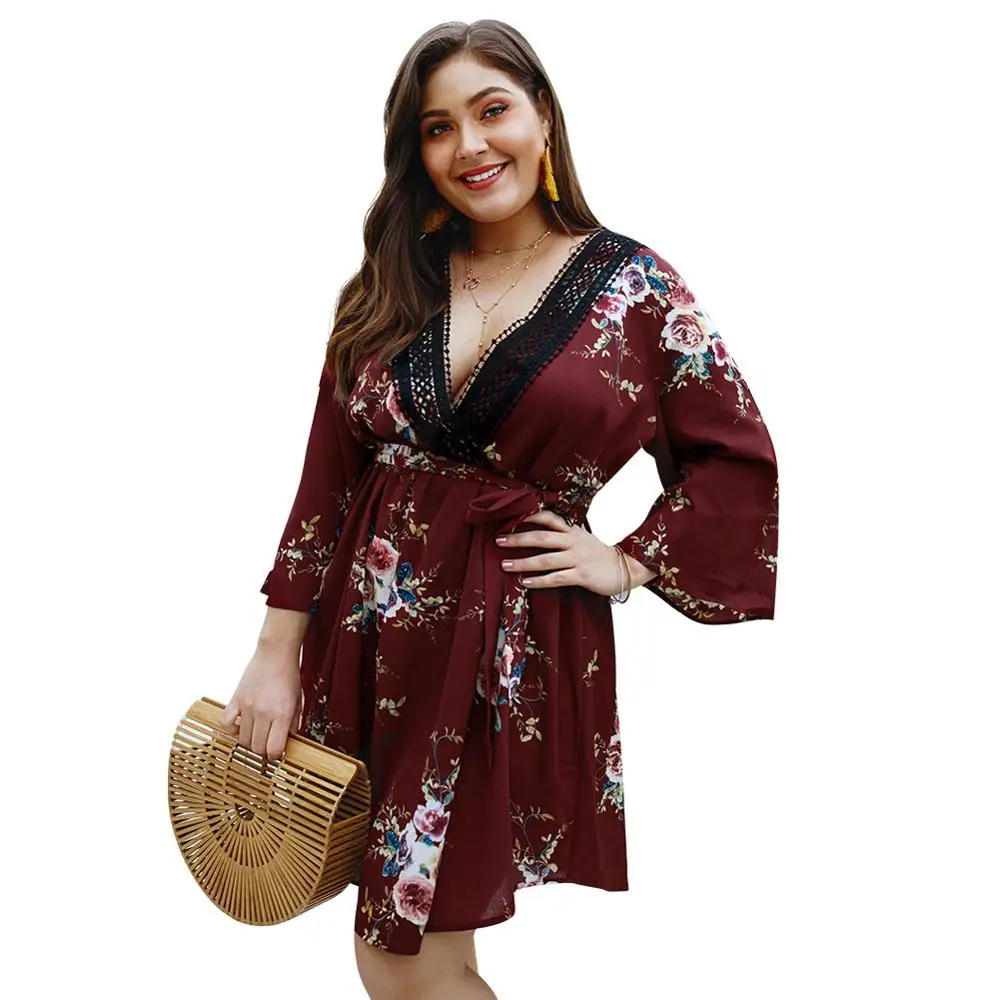 Женское летнее платье с цветочным принтом коротким рукавом|Женские платья| |