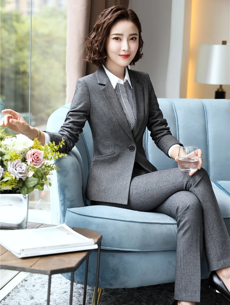 Брючные костюмы Женская куртка и брюки комплект из 2 предметов деловые женская