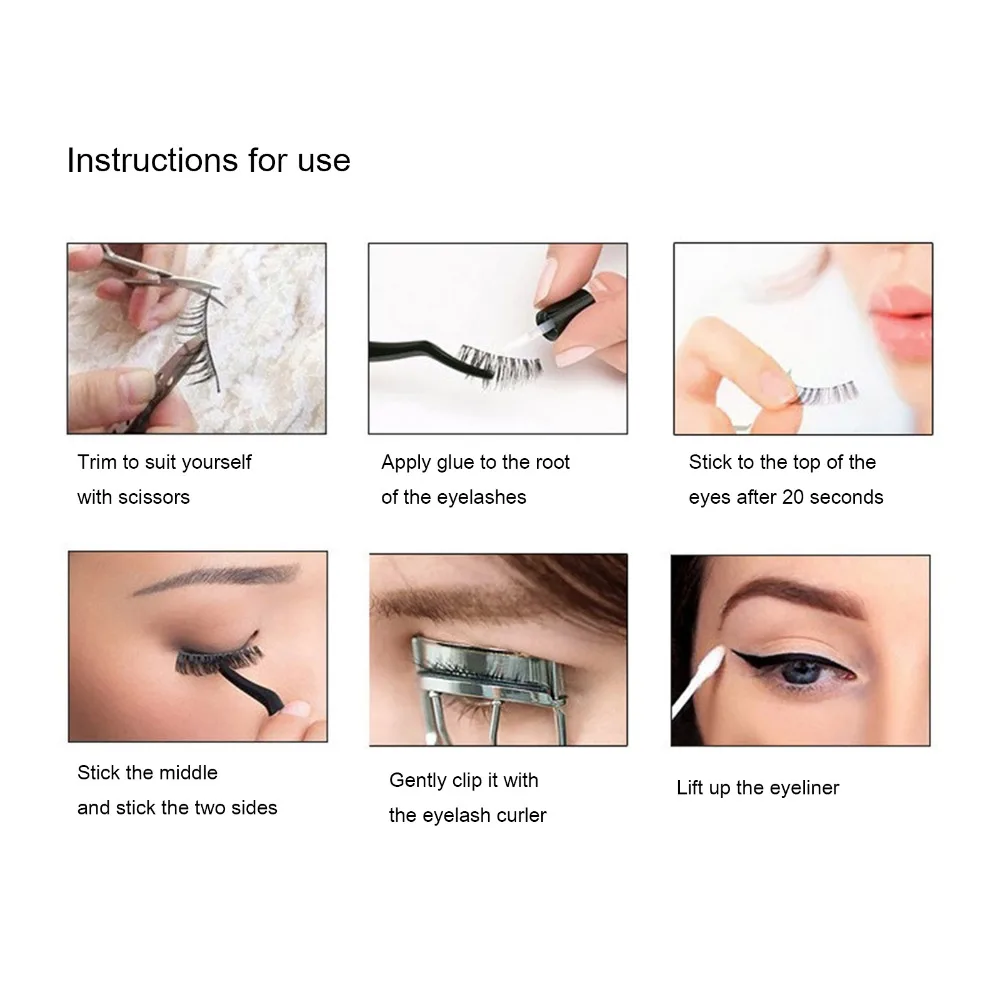 

1 Pair of Black 3D Handmade Reusable Natural Mink Lashes 3D Criss-cross Strands False Lashes Makeup