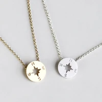 30 new small compass geometry pendant charm necklace lucky navigation south direction necklace disc circle disk necklace jewelry
