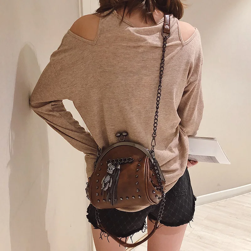 LYKANEFU Retro Clasp Bag Frame Crossbody Women Leather Handbag Designer Women's Shoulder Bags with Long Chain Drop Shipping | Багаж и