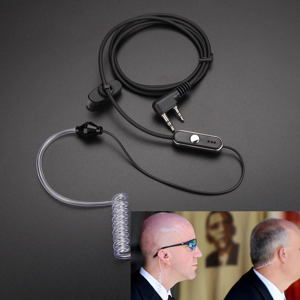 Черные 2-контактные акустические трубки PTT MIC наушники для Baofeng Walkie Talkie Retevis