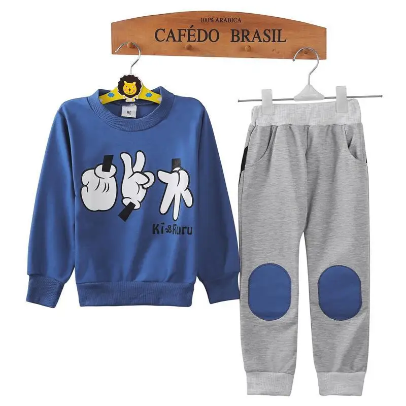 Spring Autumn Children Clothing Set New Casual Kids Sportswear Finger Games Pattern 2 3 4 5 6 7 Year Boys Girls Tracksuits | Детская