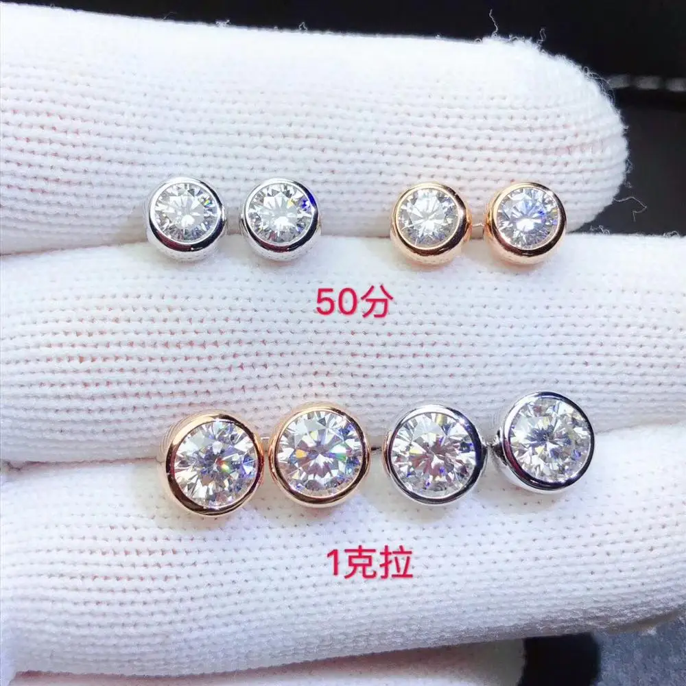 Классические моиссанитовые ушные ногти настоящие 18K золотые простые и нежные