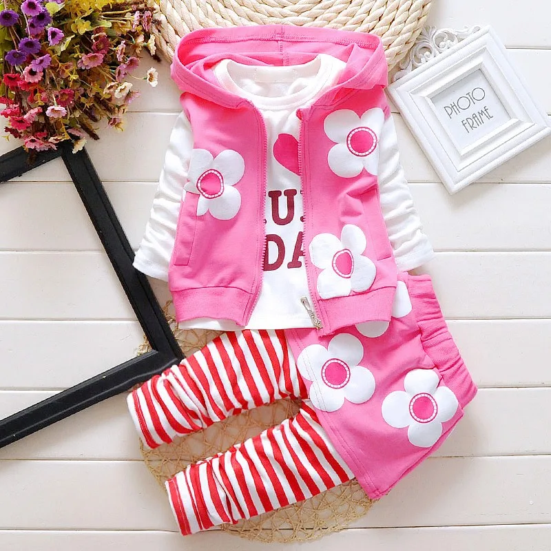 BibiCola 3 Шт. Дети Девушки Одежда Набор Осени Малышей Комплект Одежды Хлопка С