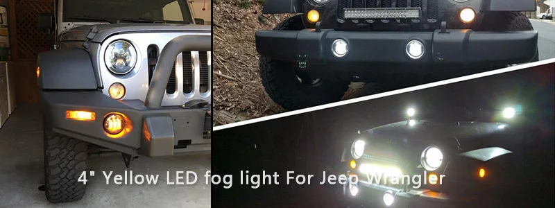 FADUIES 4 дюйма Янтарный Желтый 30 Вт светодиодные противотуманные фары для Jeep Wrangler 1997- JK внедорожные противотуманные фары