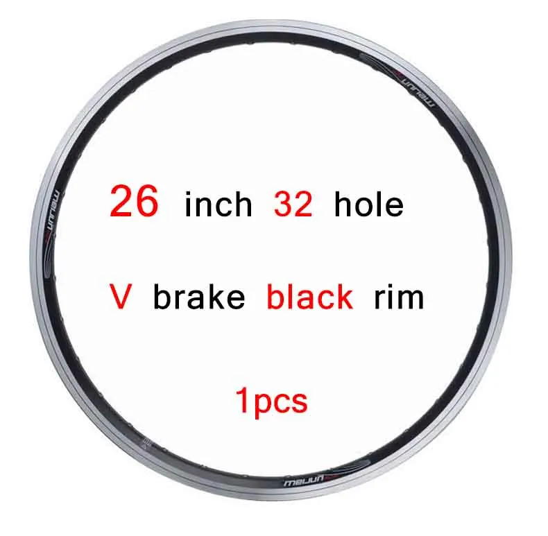 26 in 32H black MEIJUN20 24 26 27,5 29 дюймов 28H 32 H 36H V Тормозной двойной алюминиевый обод велосипеда - Цвет: 26 in 32H black