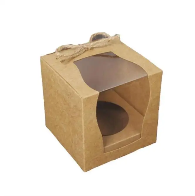 48 шт./лот белая коричневая Крафтовая из бумаги для кексов коробка торта с