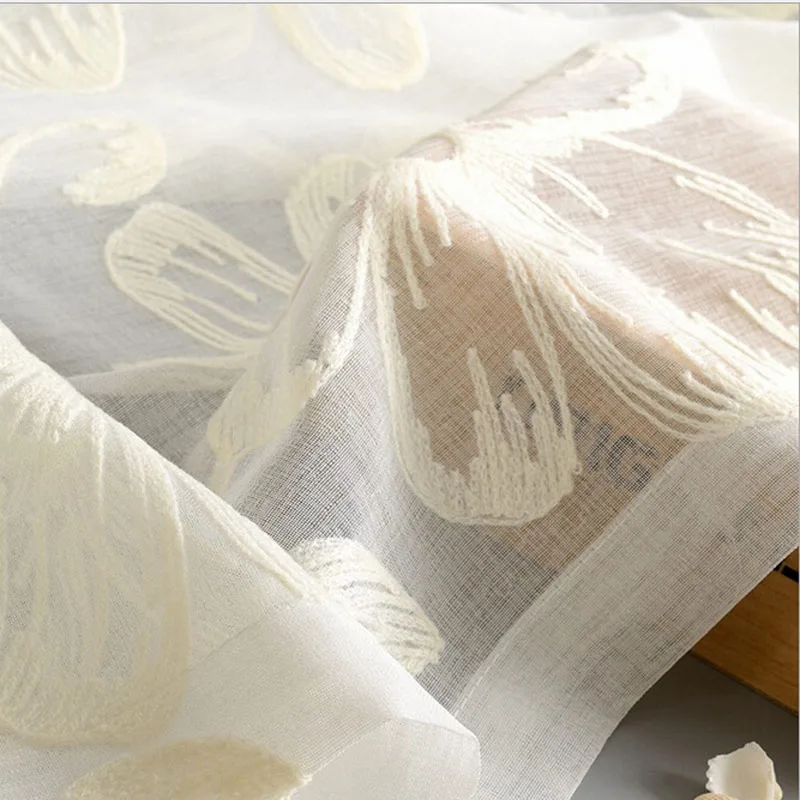 Beige Tulle Прозрачные Занавески на окно с цветочной вышивкой, тюль, занавески для гостиной, вуаль, органза, для спальни, марлевые занавески, занавески на окна, 003 и 20 - Цвет: Beige Tulle