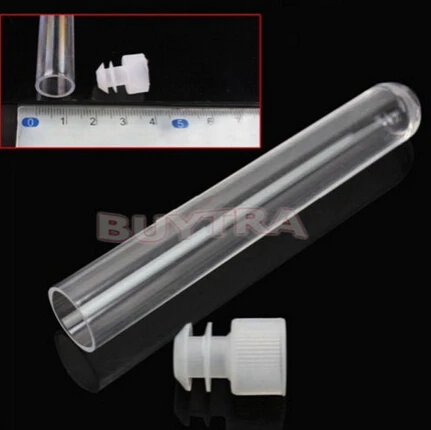 10 шт 12x100 мм прозрачный Пластик Тесты трубки с белые заглушки колпачки трубки|test