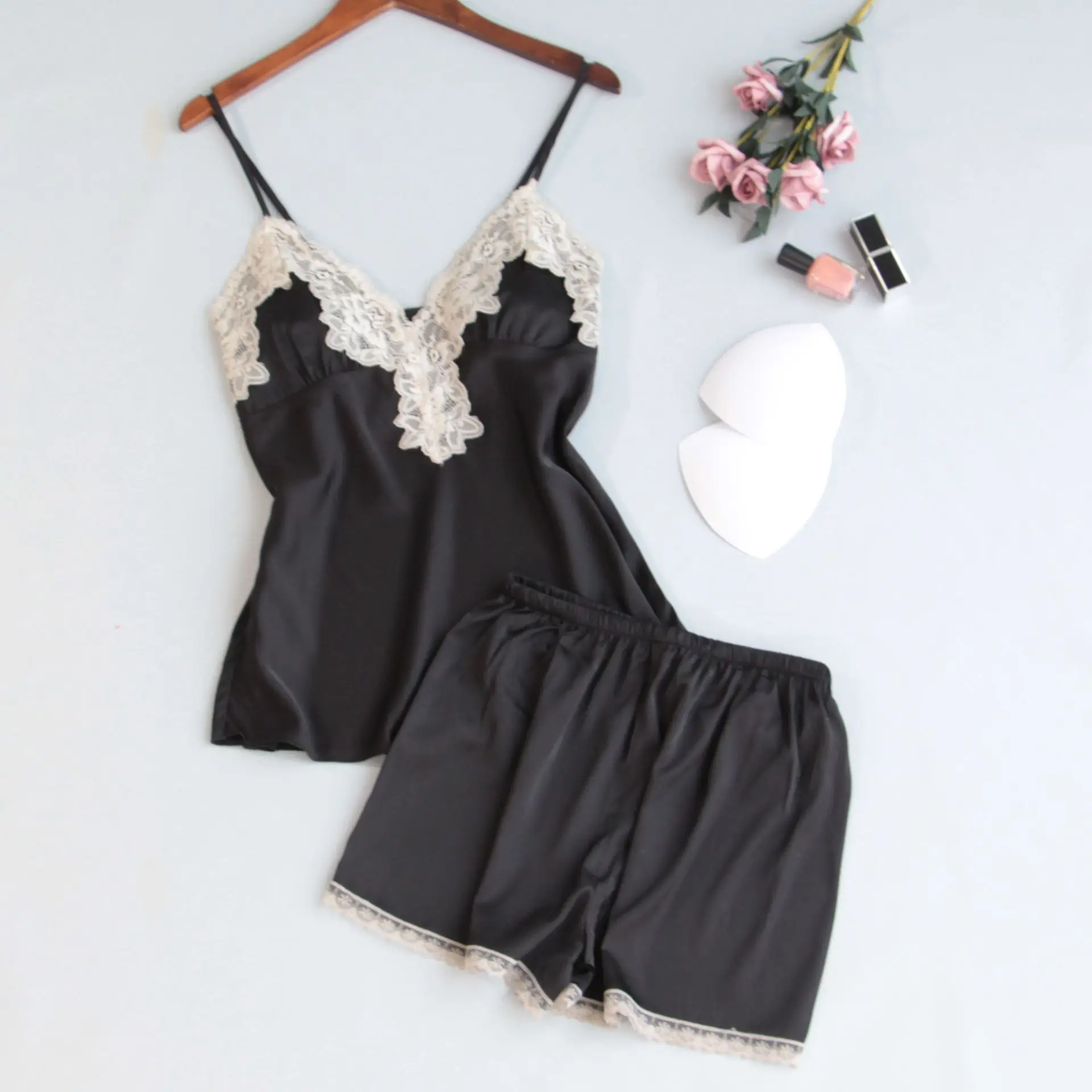 Пикантные шелковые женские пижамные комплекты MECHCITIZ 2019 летняя Пижама без рукавов