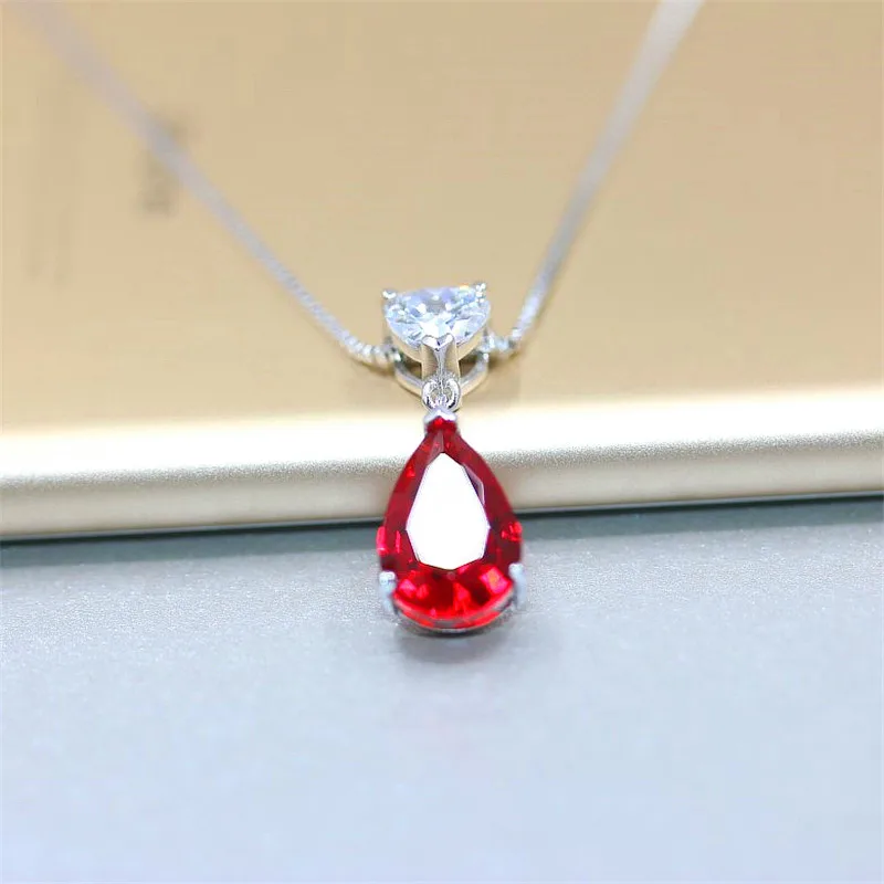 Серебро S925 пробы, ювелирные изделия, подвеска в форме сердца и капли воды, топаз, голубые драгоценные камни, свадебное роскошное ювелирное ожерелье, подвески, без цепи