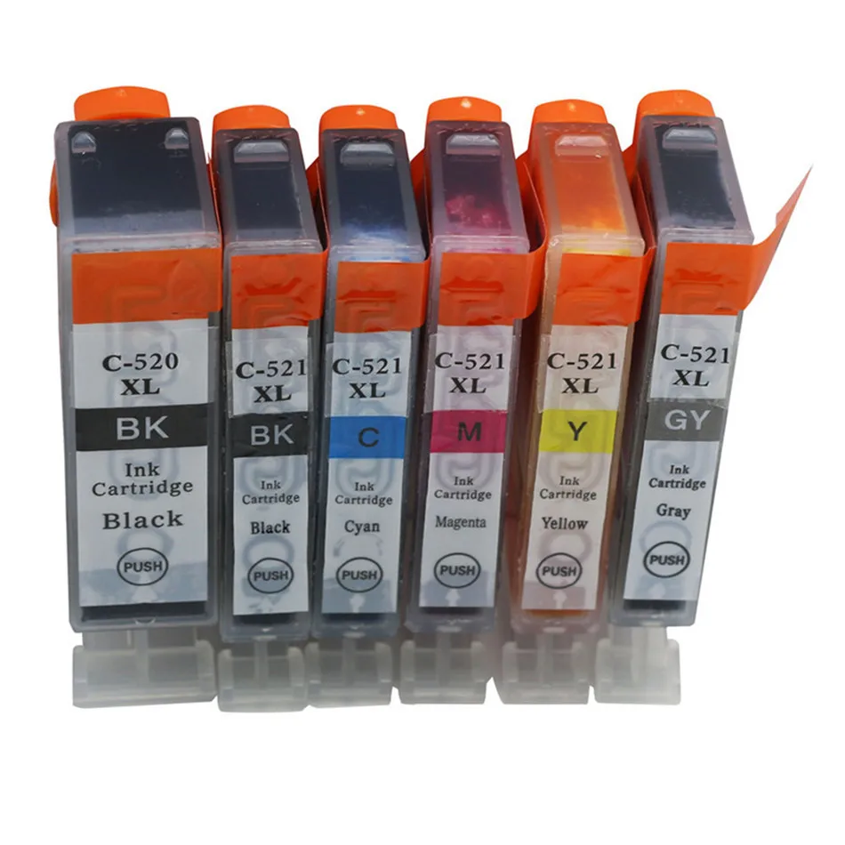 Черные картриджи PGI520 520 Замена для принтера Canon принтерам PIXMA IP3600 IP4700 MX860 MX870 MP540 MP550 MP560 MP620 MP630 - Цвет: 1BK 1PBK 1CYM 1GY