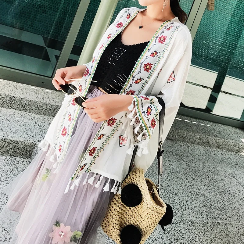 Одежда в восточном стиле женский кардиган с вышивкой фольклорный Ретро