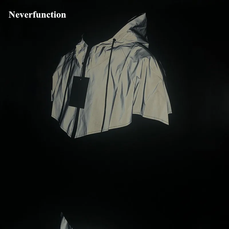 Бесплатная доставка Мужская Уличная Хип хоп Светоотражающая куртка с капюшоном
