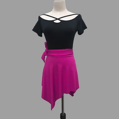 rose short skirt Модный костюм для взрослых латинских танцев, бальных танцев, одежда для тренировок, выступлений, сексуальная юбка для латинских танцев для женщин/женщин - Цвет: rose short skirt