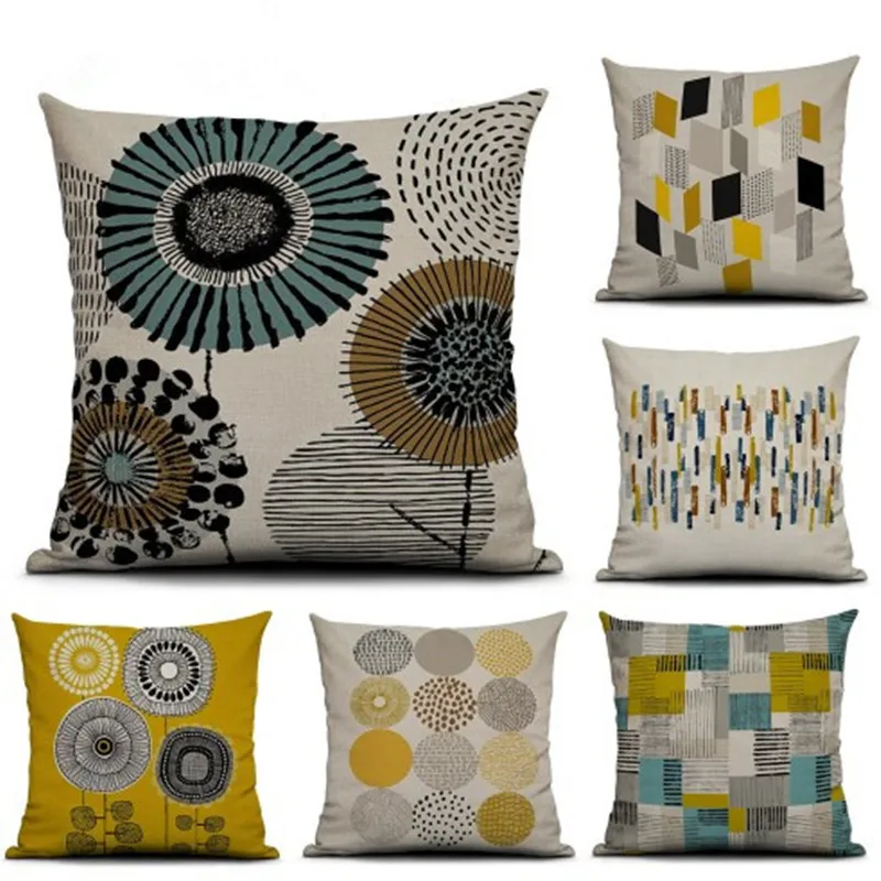 

Friendly Pillow Cover European Style Decorative Pillows Creative Geometric Plants Cushion Home Decor