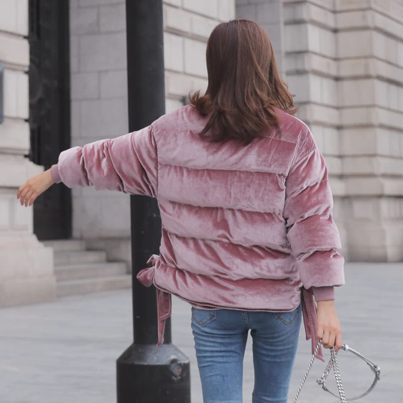 Для женщин бархат парка Новинка 2017 года Зима с длинным рукавом молния сгущает