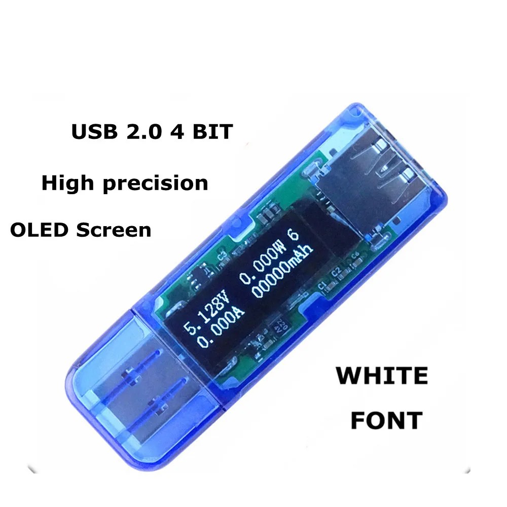 

Вольтметр-детектор, амперметр с белым 4-битным OLED-дисплеем и USB-портом