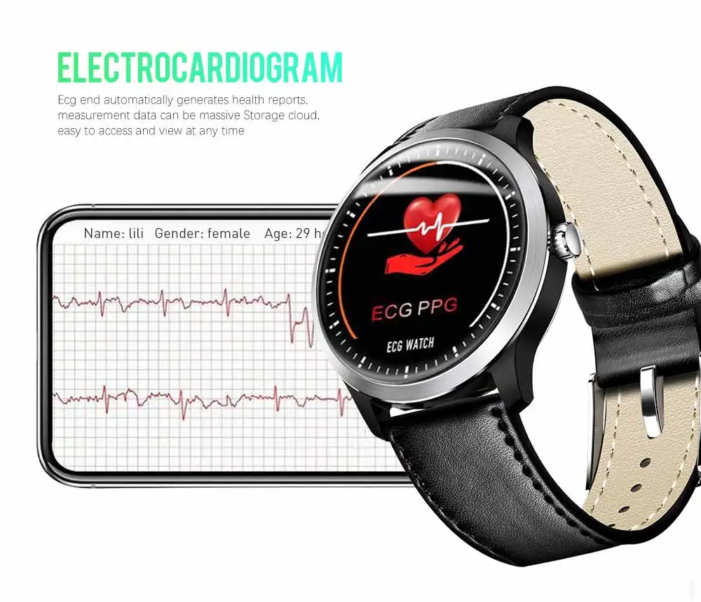 N58 ЭКГ PPG Смарт часы с электрокардиографом дисплей holter пульсометр Монитор