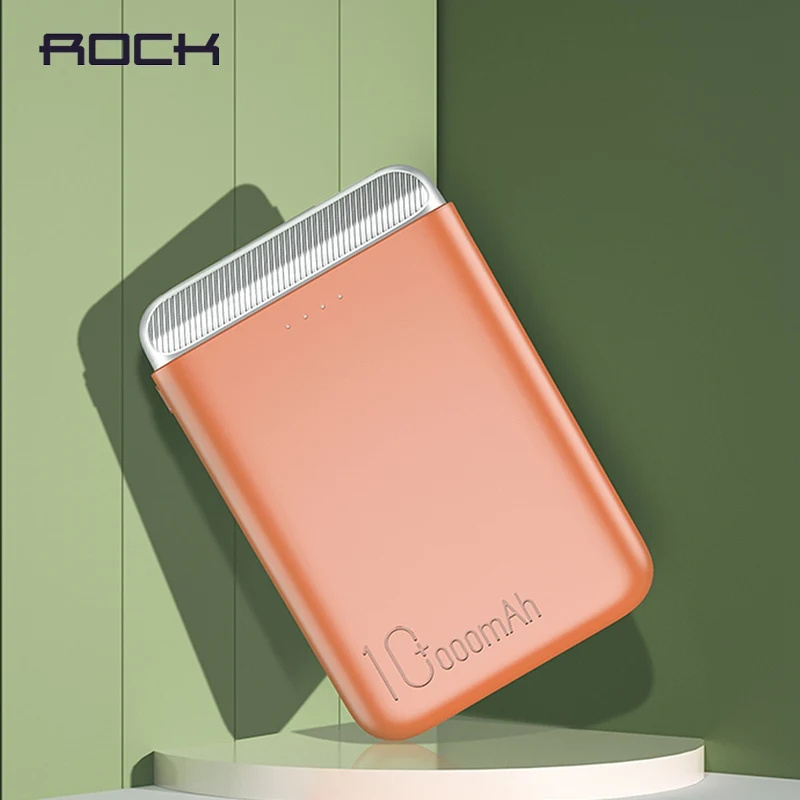 Внешний мини аккумулятор ROCK 10000 мАч с двумя USB портами 2 1 А быстрая зарядка Двойной