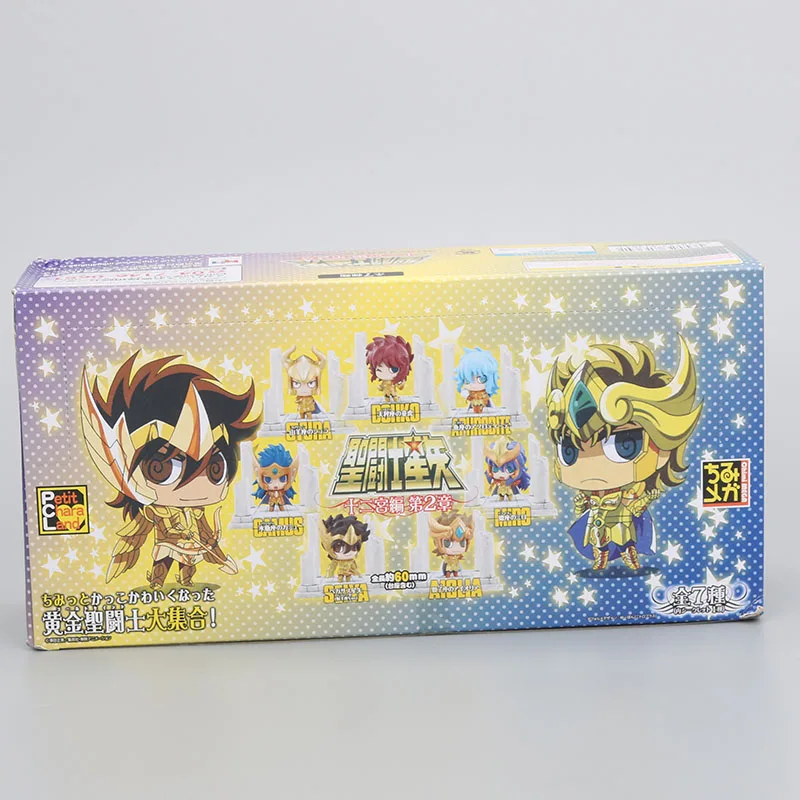 2 box 7 шт./компл. аниме Seiya золотая коробка для яиц ПВХ фигурка Рыцари игрушка Знак зодиака японская модель Фигурка Q издание подарок - Цвет: 2 box
