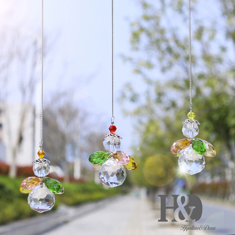 H&ampD Hanging Crystal Angel Suncatcher Chakra Rainbow Maker Guardian Ornament Window Decor Home Wedding Favors Pack of 3 | Дом и сад