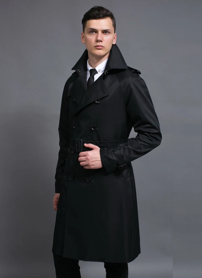 S-6XL, Мужской плащ, британский стиль, весна-осень, бушлат, двубортный, тонкий, однотонный, мужской, ветровка, 4 цвета