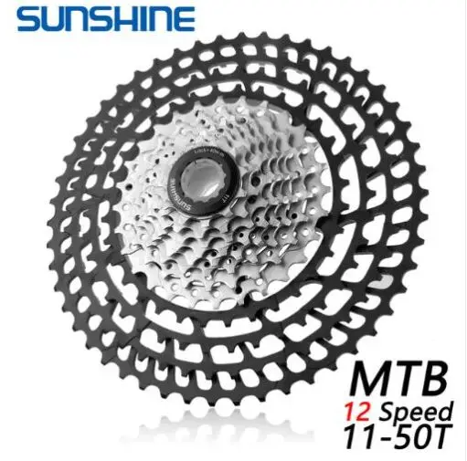 Солнечный велосипед Freewheel кассета 12 Скоростей 11-50T MTB горный MTB велосипед свободного хода 12 в разные 10 11s Сверхлегкий только 399 г - Цвет: Black-Silver