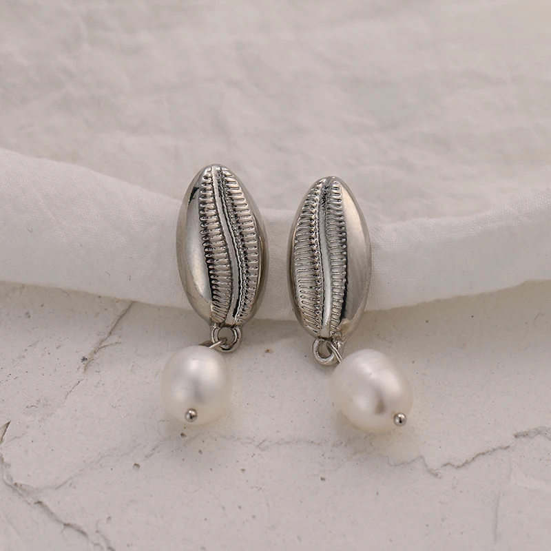 YMYW Fashion Natural Pearls Shell Drop Dangle Trendy Golden Silver Zinc Alloy Metal Earrings boucle d'oreille femme 2019 Bijoux |