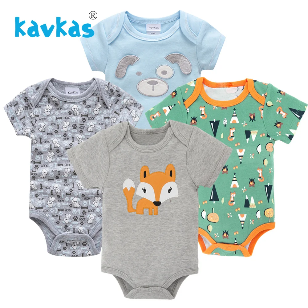 Kavkas 4 шт. Одежда для маленьких мальчиков короткий рукав новорожденного боди для ребенка мальчика roupas bebes хлопок костюм комбинезоны