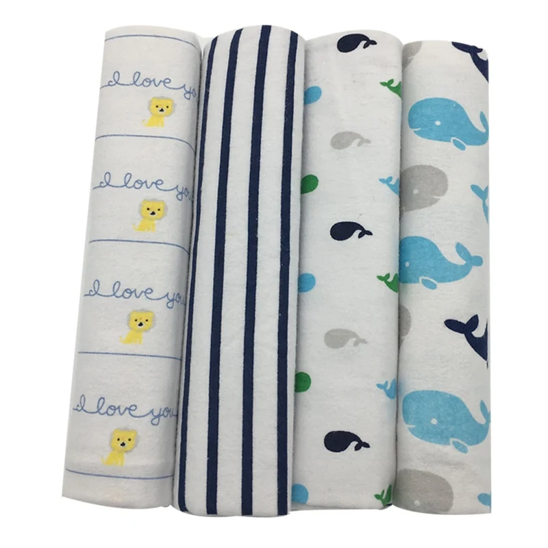 Детское одеяло из хлопка, 4 шт./лот, Фланелевое детское одеяло для новорожденных, разноцветное одеяло, супермягкое Одеяло 100x76 см - Цвет: lion whales