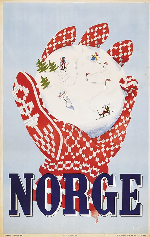 Норвегия туристические плакаты Oslo Norge зимние лыжные классические настенные