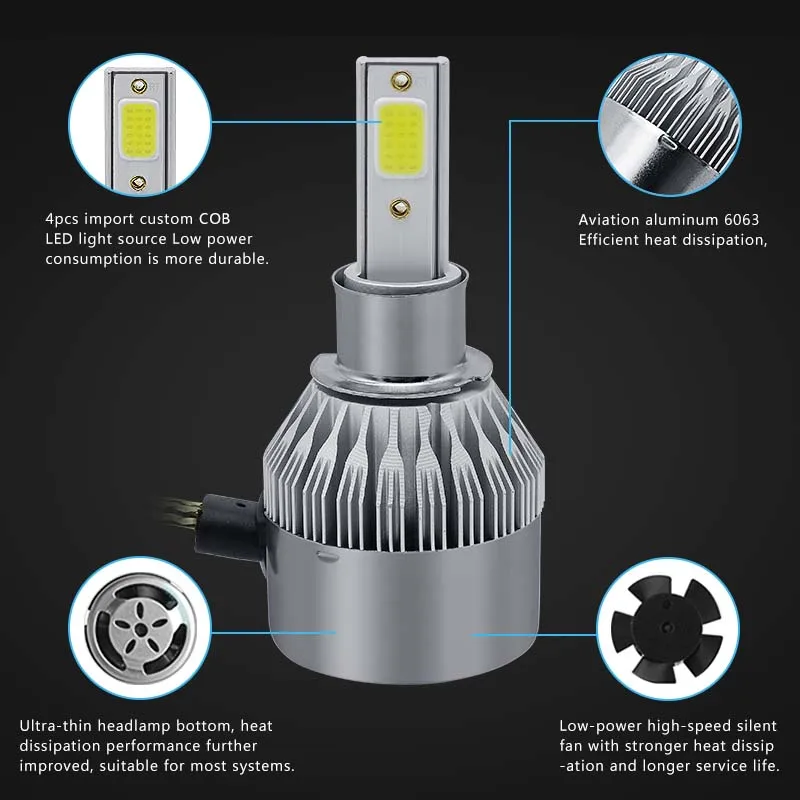 2PCS C6 Car Headlight Bulbs H8 H7 H4 H3 9005 9006 Auto Lamps Fog Lights For Hyundai ix35 iX45 iX25 i30 Sonata Verna | Автомобили и